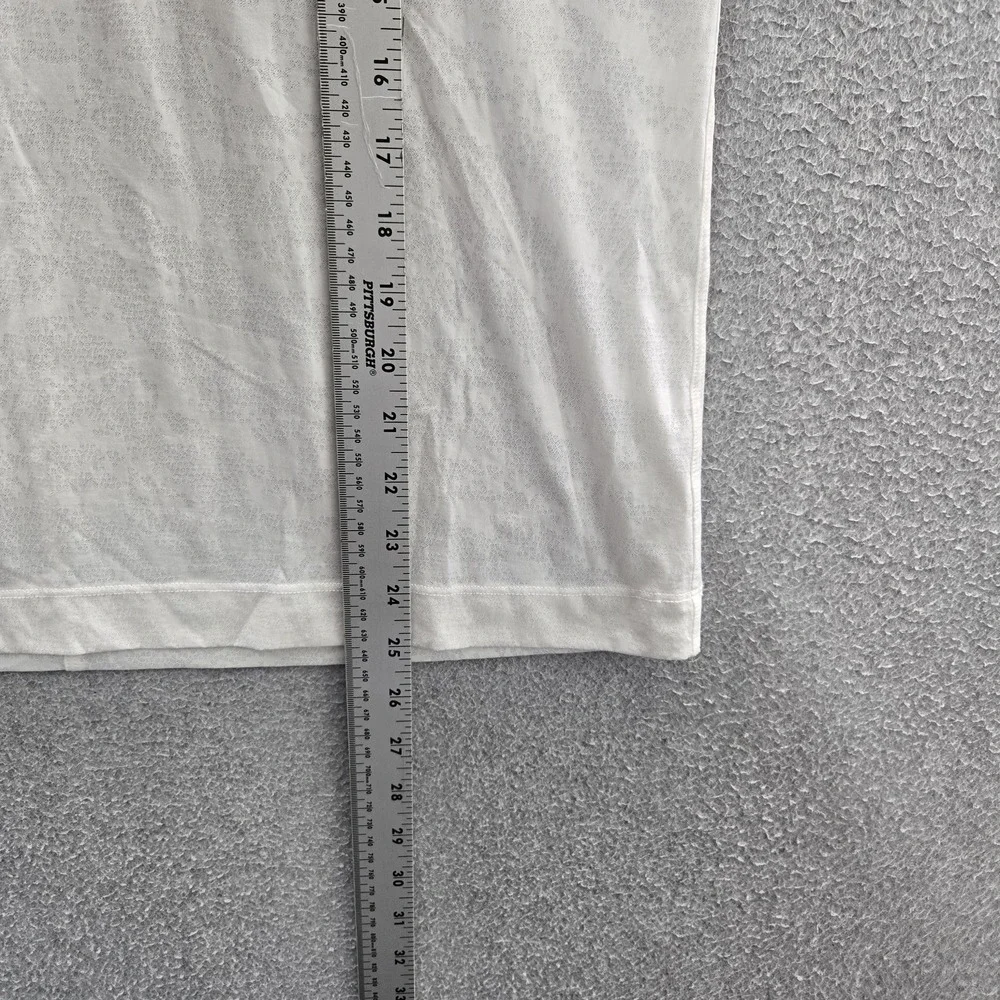 Lululemon Women Shirt 6 White Elastane Nylon Geometric Activewear Crew Neck